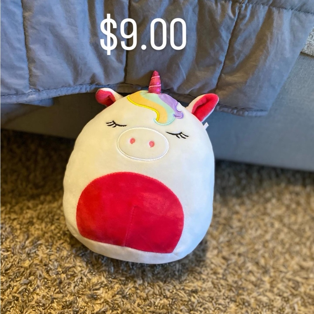 Squishmallows Unicorn Plush with Red and White